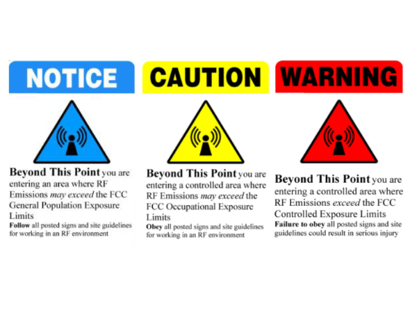Radio frequency radiation warning signs